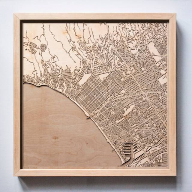 Santa Monica Wooden Map - Laser Cut 3D City Streets Wall Art - image 1