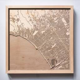 Santa Monica Wooden Map - Laser Cut 3D City Streets Wall Art - thumbnail 1