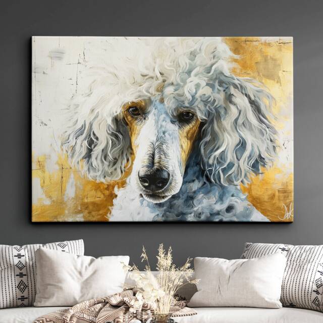 Poodle Gold Style Abstract Dog Oil Painting Framed Poster Print Or Canvas Wall Decor Art Bedroom Home Interior Gift For Pet Lover - image 1