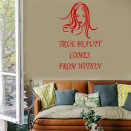 Wall Vinyl Decal Quote For Girl's Room Inspirational Words True Beauty Comes From Within Salon Decor - #1070Di - thumbnail 3