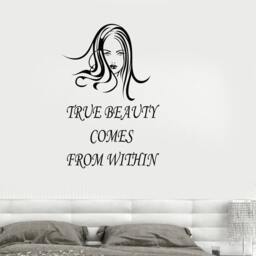 Wall Vinyl Decal Quote For Girl's Room Inspirational Words True Beauty Comes From Within Salon Decor - #1070Di - thumbnail 2