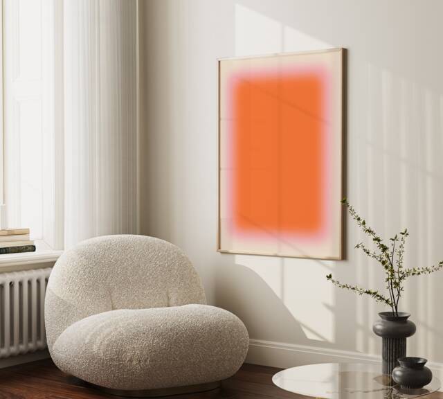 Happy Orange Gradient Art Print, Light Pink Glow Aura Poster, Spiritual Abstract Colorful Wall Art, Energy Poster - image 1
