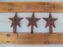 Set 2 Cast Iron Architectural Star Rustic Christmas Stocking Hanger Wall Hooks