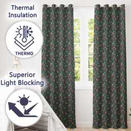 Detailed Octopus Illustration Seamless Pattern Dark Ocean Theme Readymade Eyelet Ring Top Thermal 100% Blackout Curtains - thumbnail 3