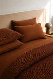 Cinnamon Waffle 100% Cotton Duvet Cover Set