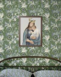 Our Lady Seat Of Wisdom -Art Print Mary & Baby Jesus Mary Artwork Catholic - Gift For Mom Blue Art Mother Child - thumbnail 1