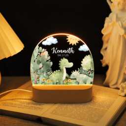 Personalized Cute Dinosaur Night Light, Custom Baby Room Decor With Name, Led Acrylic Plaque Gift, Christmas Gift For Boy Girl Birthday - thumbnail 1
