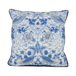 William Morris - Strawberry Thief Woad Iconic Cheeky English Bird Designer Cushion Cover Handmade Home D??cor Luxury Throw Pillow - thumbnail 2