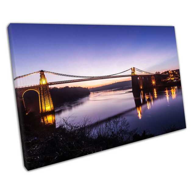 Menai Suspension Bridge Wall Art Print Grog Y Borth Anglesey Home Office Decor - image 1