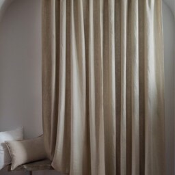 Natural Linen Tie Top Curtain Panel, Burlap Window Drapes - thumbnail 2