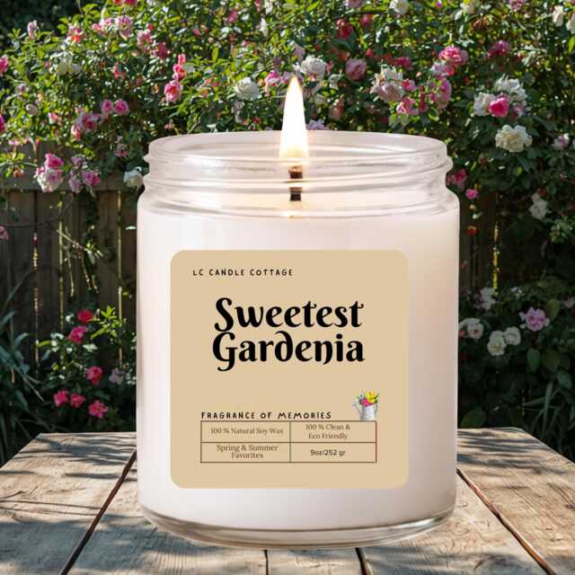 Summer Favorite Handmade Gardenia Soy Candle With Essential Oils - Aromatherapy Decor - image 1