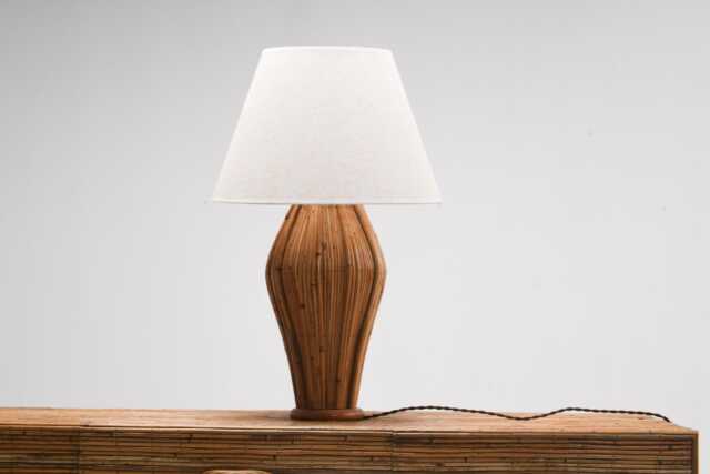 Classic Rattan Table Lamp, Handcrafted, Bedroom, Living Room Lighting - image 1