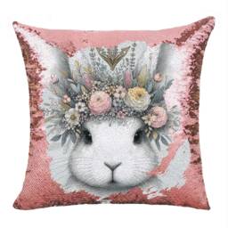 Custom Rabbit Sequin Pillow Magic Pillowcase Bunny Cushion Cover Reversible Easter Gift
