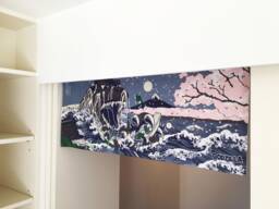 Godzilla Noren Curtain, Japanese Order Made Noren, Doorway Curtain Tapestry, in Japan Gray Room Partition - thumbnail 1