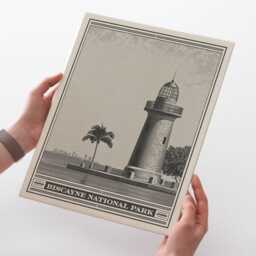 Biscayne National Park Lithograph Style Print - Vintage Florida Archival Matte Fine Art Print. Boca Chita Lighthouse. Miami Travel Gift - thumbnail 2