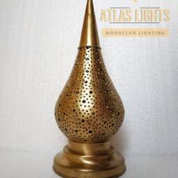 Handmade Brass Moroccan Table Lamp Flame Nickel Desk Lamp - thumbnail 2