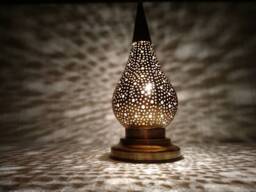Handmade Brass Moroccan Table Lamp Flame Nickel Desk Lamp - thumbnail 1