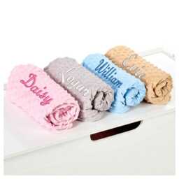 Personalized Baby Blanket Hand Embroidered Name, Soft Polyester - thumbnail 3