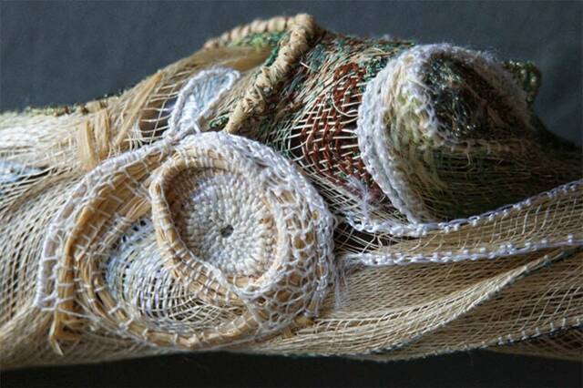 Embroidery in Relief On Wood, Decorated Branch, Textile Art, For Interior Decoration, Gift Idea - image 1