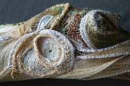 Embroidery in Relief On Wood, Decorated Branch, Textile Art, For Interior Decoration, Gift Idea - thumbnail 1