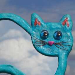 Blue Cat Decorative Wall Mirror, Whimsical Home Decor - thumbnail 2