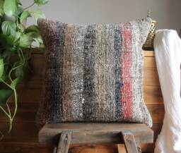 Vintage Handwoven Kilim Pillow Cover - Turkish Sofa Cushion - 50cm - thumbnail 1