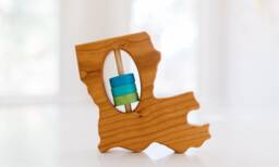 Louisiana State Rattle Modern Wooden Baby Toy