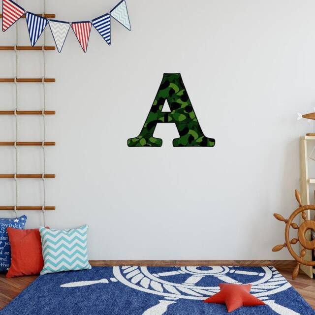 Camo Alphabet Sticker - Peel & Stick Letter - A Wall Decal Military Camouflage Pattern Reusable Fabric Material Vwaq-1999 - image 1