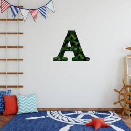 Camo Alphabet Sticker - Peel & Stick Letter - A Wall Decal Military Camouflage Pattern Reusable Fabric Material Vwaq-1999
