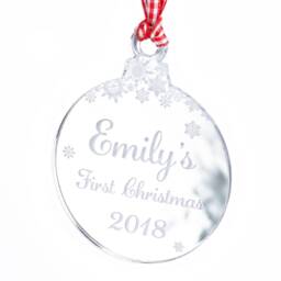 Personalised Baby's First Christmas Tree Decoration, Mirrored Acrylic Bauble - thumbnail 4