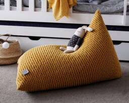 Knitted Mustard Bean Bag Chair Cover Cotton Kids Lounger - Covers Only - thumbnail 1