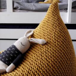 Knitted Mustard Bean Bag Chair Cover Cotton Kids Lounger - Covers Only - thumbnail 2