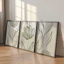 Botanical Line Art Prints, Minimalist Leaf & Flower Wall Decor - thumbnail 4