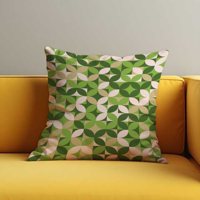 Green Geometric Cushion Cover, Mid Century Modern Leaf Pattern Decorative Throw Pillow Case For Sofa Living Room - image 1
