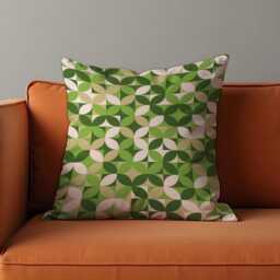 Green Geometric Cushion Cover, Mid Century Modern Leaf Pattern Decorative Throw Pillow Case For Sofa Living Room - thumbnail 4