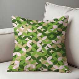 Green Geometric Cushion Cover, Mid Century Modern Leaf Pattern Decorative Throw Pillow Case For Sofa Living Room - thumbnail 2