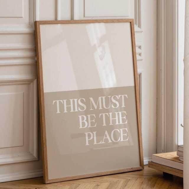 This Must Be The Place, Daily Affirmations Poster, Minimalist Decor, Cute Livingroom Print, Beige & White Wall Art, Simply Home Art - image 1