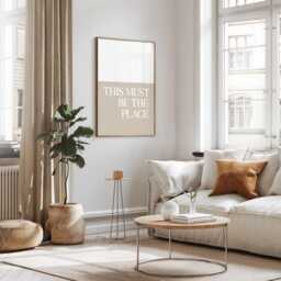 This Must Be The Place, Daily Affirmations Poster, Minimalist Decor, Cute Livingroom Print, Beige & White Wall Art, Simply Home Art - thumbnail 2