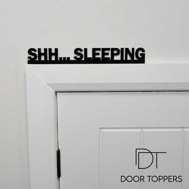 Shh... Sleeping Door Topper - Baby Sleeping Sign Black Acrylic Nursery & Kids Bedroom Decor Quiet Please Nap Time - image 1