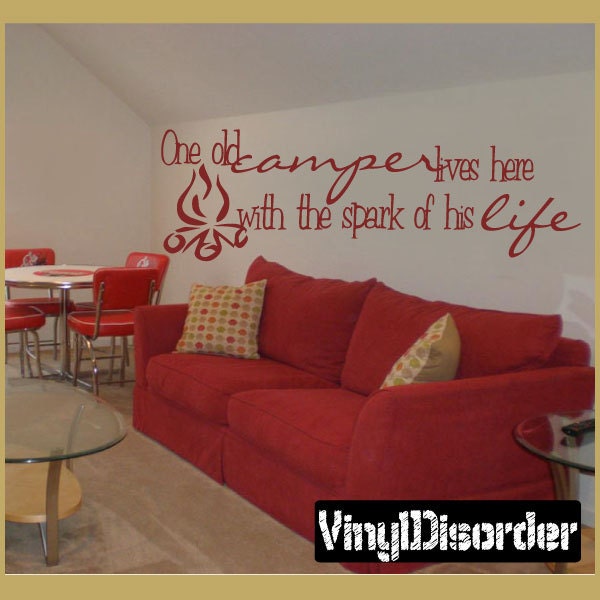 One Old Camper Lives Here With The Spark Of His Life - Vinyl Wall Decal Quotes Sticker O005Et - image 1