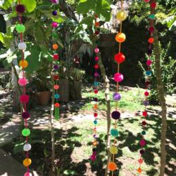 Pom Tree Garland, Make Your Garden Burst With Colour, Decorate Christmas Tree, Ships From Usa - thumbnail 2