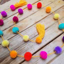 Pom Tree Garland, Make Your Garden Burst With Colour, Decorate Christmas Tree, Ships From Usa - thumbnail 4