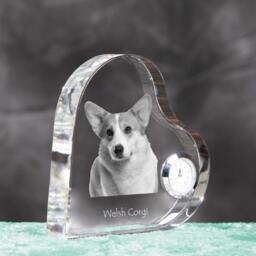 Cardigan Welsh Corgi - Crystal Clock in The Shape Of A Heart With Image Pure-Bred Dog - thumbnail 3