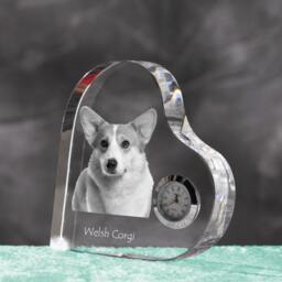 Cardigan Welsh Corgi - Crystal Clock in The Shape Of A Heart With Image Pure-Bred Dog - thumbnail 2