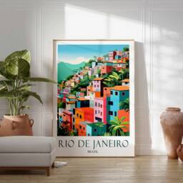 Rio De Janeiro Travel Print, Poster, Brazil Wall Art, Decor, Landscape Gift, Vintage Art - thumbnail 3