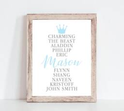 Personalized Prince Baby Boy Print, Fairytale Name Wall Art, Nursery Shower Gift, Gift - thumbnail 1
