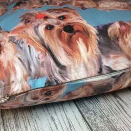 Yorshire Terrier Blue Dog Print Cushion Cover - Yorkie, Home Decor, Pillow Cover, Home & Living, Decorative Pillow, 38x38cm - thumbnail 3