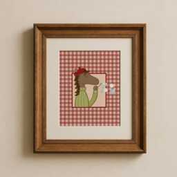 Gingham Horse Print - Toddler Bedroom Wall Art, Modern Nursery Decor - thumbnail 3