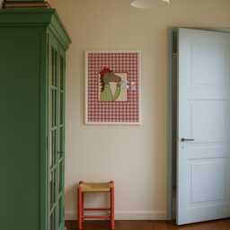 Gingham Horse Print - Toddler Bedroom Wall Art, Modern Nursery Decor - thumbnail 2