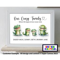 Crocodile Family Portrait Personalised Picture Framed Print Friend Husband Wife Mum Dad Grandparents Son Daughter Birthday Fathers Day Gift - thumbnail 1